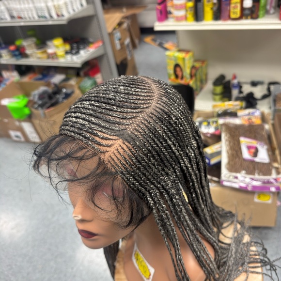 Elegant Black and Gray Braided Wig